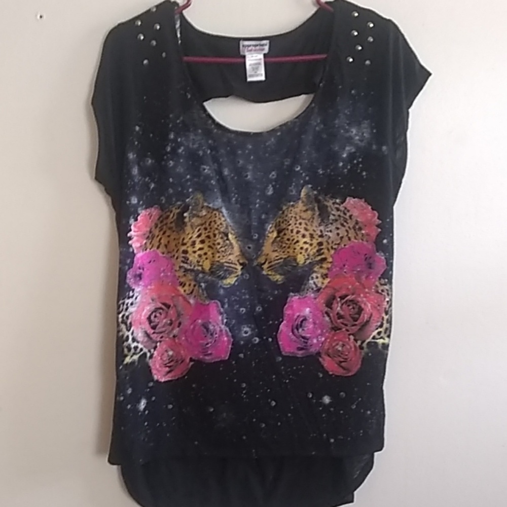 Appropriate Behavior Juniors Black Print Tee XXL